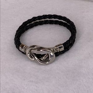 Boho Leather wrap bracelet with silver tone clasp